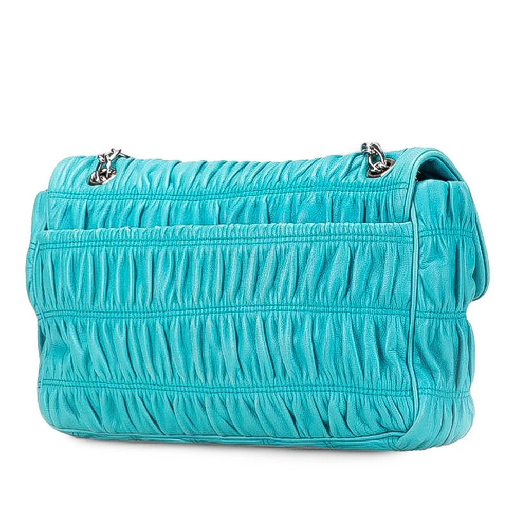 Prada Bag Nappa Gaufre Blue Chain Leather Shoulder Blue